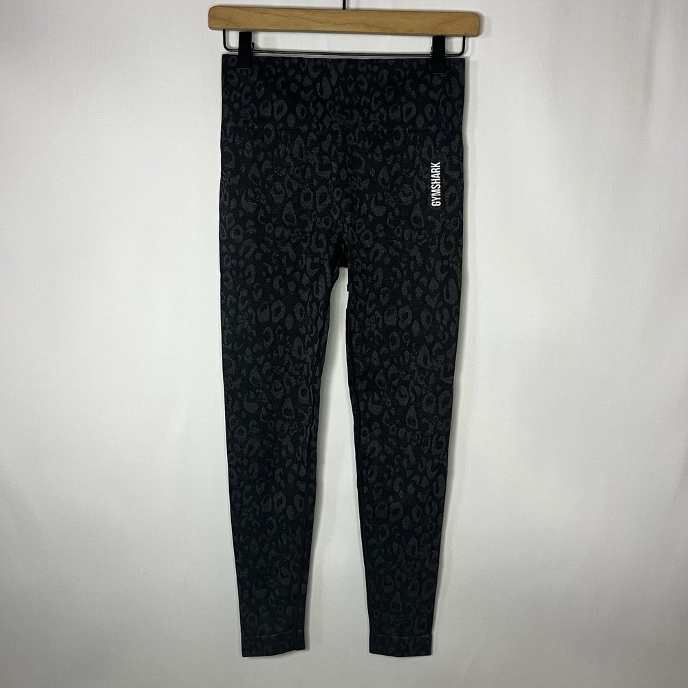 Gymshark Pant Women Waist 25" XS Adapt Animal Print Seamless Leggings Ankle Blk